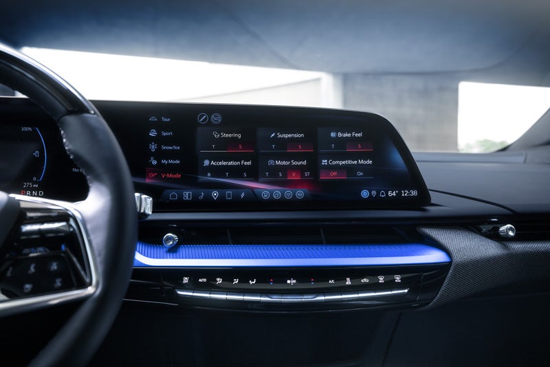 The 2026 OPTIQ-V Display Screen Displaying the V-Mode Settings | Earnhardt Cadillac in Scottsdale AZ