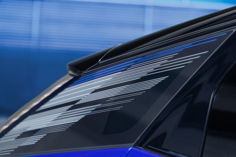 Close-up of the Modern Pattern on the 2026 OPTIQ-V Rear Quarter Glass | Earnhardt Cadillac in Scottsdale AZ
